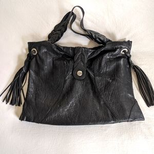 New Junior Drake Black Tassel Leather Shoulder Bag Tablet Laptop Case Tote